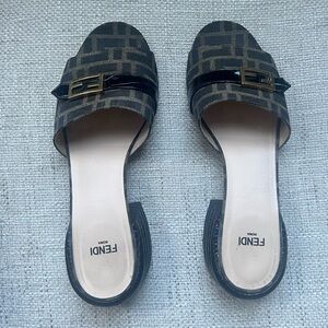 Fendi Buckle Leather Mules
